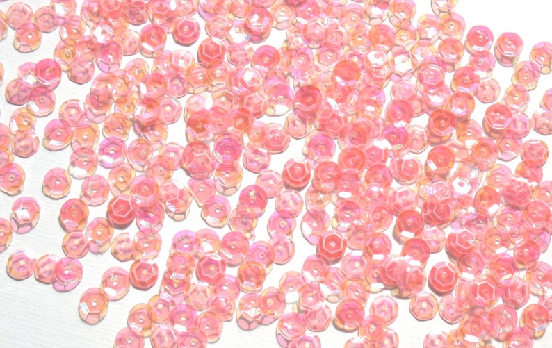 Pink Peach Light Craft Medley 6mm Translucent Aurora Borealis Cup Sequins image 3