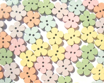 Pastel Daisy Chain - Crafts Flower Wood Button Selection