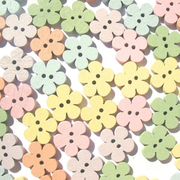 Pastel Daisy Chain - Crafts Flower Wood Button Selection