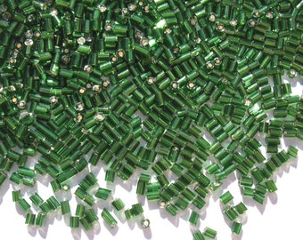 Emerald Green - Craft Medley #1 Translucent Glass Bugle Beads