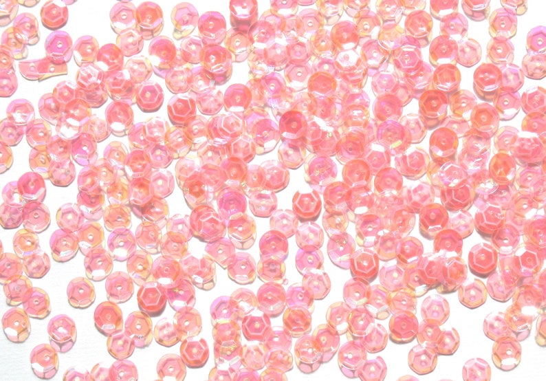 Pink Peach Light Craft Medley 6mm Translucent Aurora Borealis Cup Sequins image 7