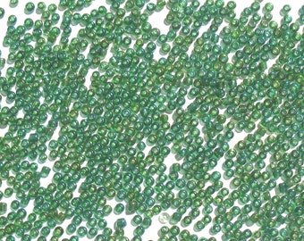 Lagoon Green - Craft Medley 10/0 Aurora Borealis Translucent Glass Seed Beads