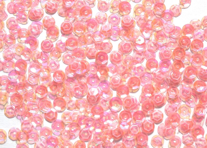 Pink Peach Light Craft Medley 6mm Translucent Aurora Borealis Cup Sequins image 5