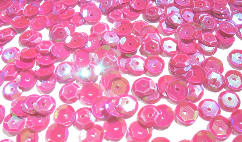 Fuchsia Pink Craft Medley 6mm Aurora Borealis Cup Sequins image 2