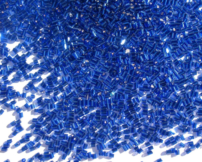 Cobalt Blue Craft Medley 1 Translucent Glass Bugle Beads image 4