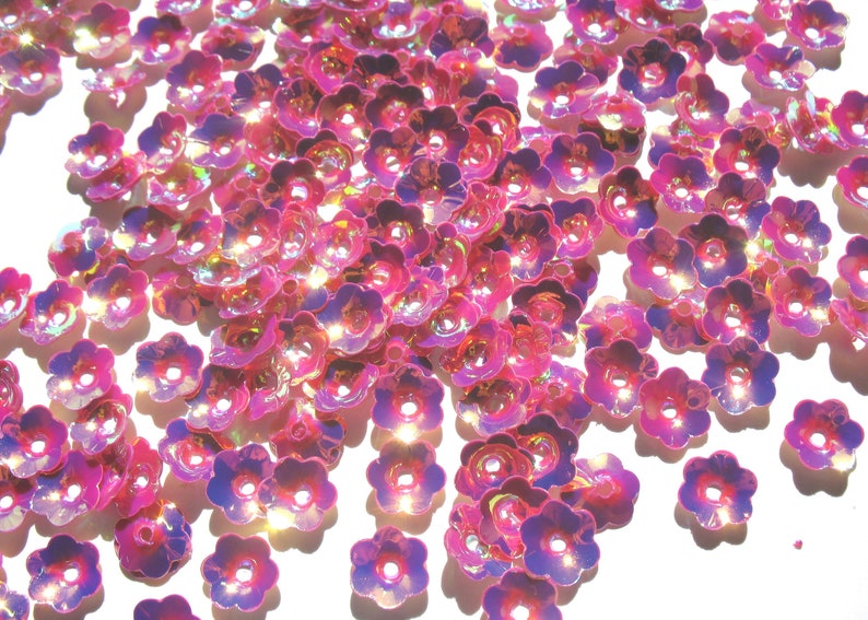 Pétunia Pourpre Artisanat 10mm Iridescent Aurora Borealis Flower Cup Paillettes image 9