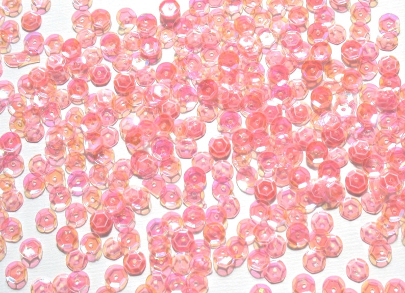 Pink Peach Light Craft Medley 6mm Translucent Aurora Borealis Cup Sequins image 2