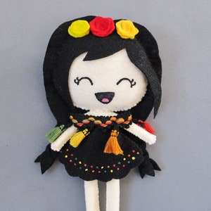 Mexican Rag Doll Braided Hair Plush Doll, Muñecas Mexicanas