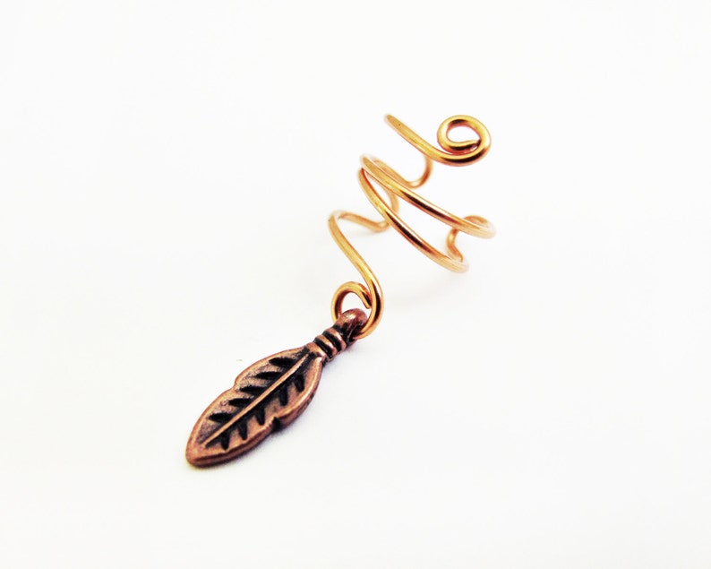 Choose Your Color Feather Charm Cartilage Non Pierced Wire Ear Cuff