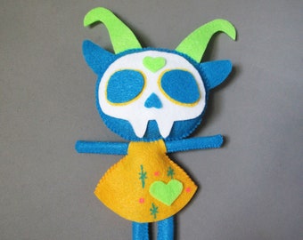 Blue Goat Deer Skull Plush Doll