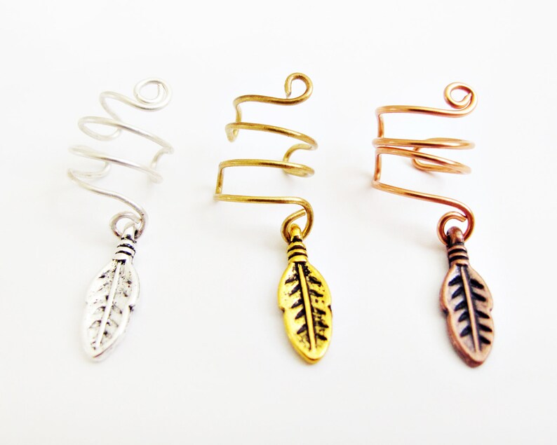 Choose Your Color Feather Charm Cartilage Non Pierced Wire Ear Cuff