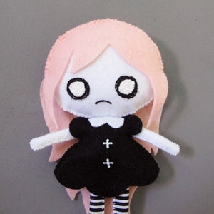 Pink Pastel Goth Creepy Plush Doll