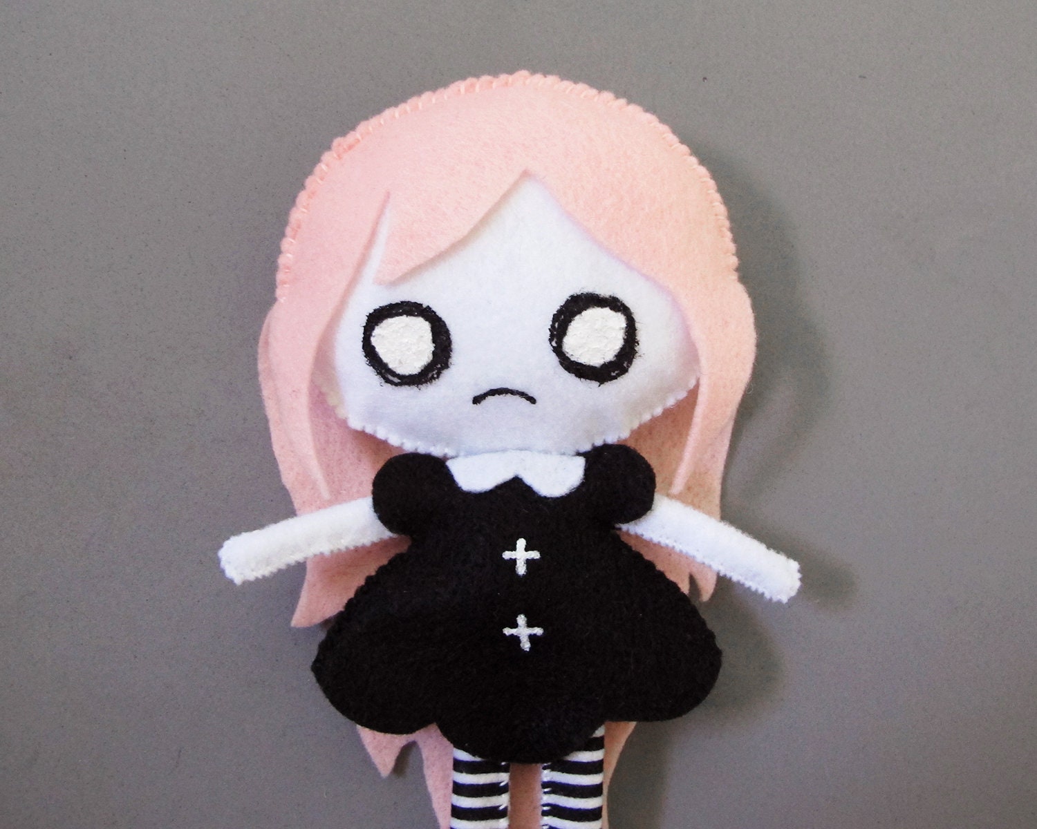 Pink Pastel Goth Creepy Plush Doll 