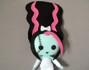 Muñeca de peluche de la novia de Frankenstein de los años 80