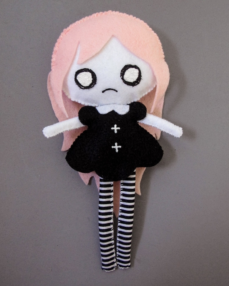 Pastel Goth Girl Pink Hair Plush Doll Etsy