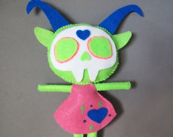 Green Goat Deer Skull Plush Doll