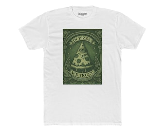 Funny Pizza Crew Tee - "In Pizza We Trust" Unisex Cotton Shirt - Riff Raff Wear