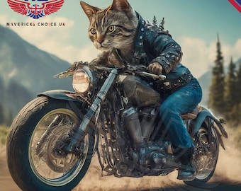 Cat on Motorcycle wearing  jacket vector- Biker Jacket leather jacket template  Leather Biker Jacket