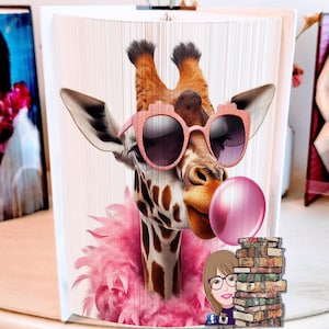 Cheeky Giraffe, Fore-Edge Photo Strip Book Art, Housewarming, Thank You, Home Decor, Birthday, Centerpiece, DIY, Fore Edge Foto, Book Fold