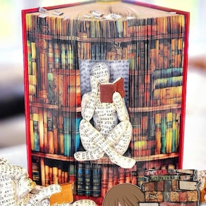 Book Buddy 1, Fore-Edge Photo Strip Book Art, Housewarming, Thank You, Home Decor, Birthday, Centerpiece, DIY, Photo Strip Pattern, Book Art