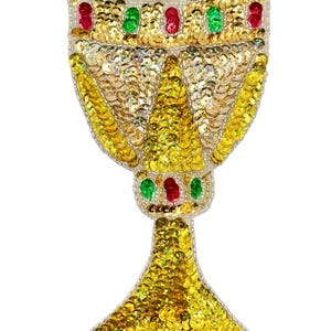 Medieval Goblet Cup with Multi-Color Sequins and Silver Beads 8.25" x 3.75"