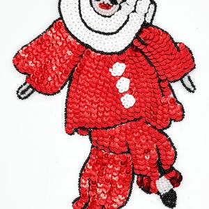 Large Clown with Red, White and Black Sequins and Beads 8.75" x 5.75”