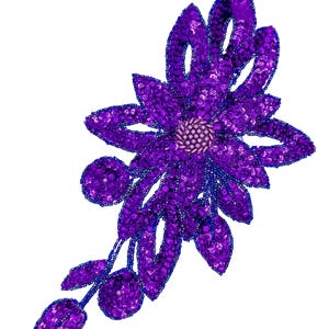 Flower Design with Purple Sequins and Beads 11.5" x 6"