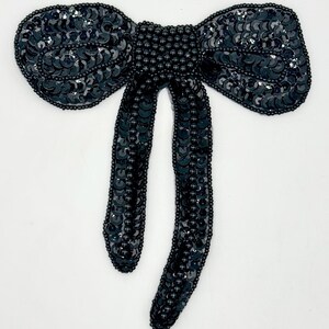 Bow - Black Sequins and Glass Beads 6.5" x 5.75"