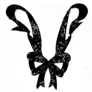 Bow with Black Sequins and Beads 10.25" x 9.5" - Neckpiece