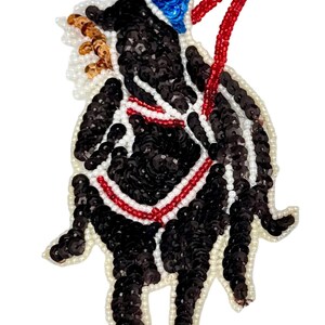 Vintage Horse and Rider Patch - Multicolored Sequins and Beads 7" x 3.25"