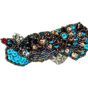 Peacock - Multi-Colored Sequins and Beads 3.75" X 1.5"