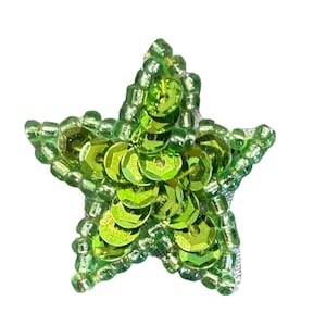 Star Appliqué - Lime Green Sequins - Glass Beads - Choice of Size 1" or .75"