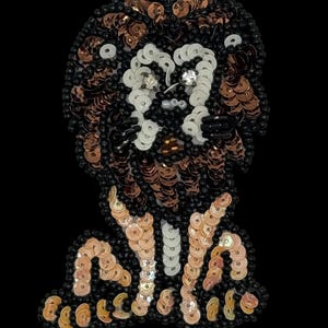 Lion with Brown Mane, Sequin and Beaded 3.5" x 2.25”
