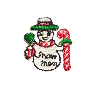 Snowman With a Candy Cane In Its Hand, 1" x 3|4"