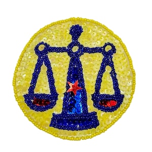 Zodiac Symbol - Libra Scales - Sequins and  Beads 3.5"