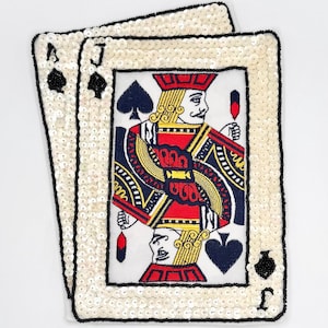 Jack and Ace of Spades Playing Cards with Embroidered Center 7.75" x 6"