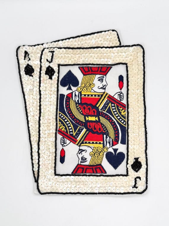 Jack and Ace of Spades Playing Cards With Embroidered Center 7.75