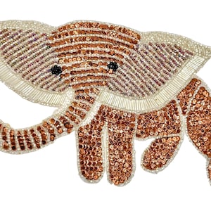Vintage Elephant with Bronze and Silver Sequins and Beads 12 "x 7.25"