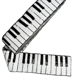 Handmade Piano Keys: By the Yard 3" Wide or single 6.25" x 3" Sections - Black and White Sequins and Beads
