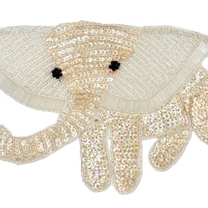 Elephant with Light Beige and White Sequins and Beads 11.5" x 7.25"