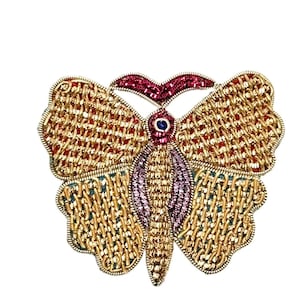 Gold  Bullion Butterfly made with Bullion Thread - 3 Color Choices 3.75" x 2.5"