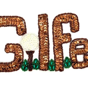 The "Golfer" Word - Bronze Sequins - Glass Beads 8" x 3.5"