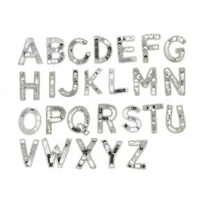 Silver Sequin-and-Bead Letter Appliqué – 2" – Choice of A–Z