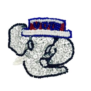 Elephant with Vote on Hat - Sequins and Glass Beads - 2.75" x 2.5"
