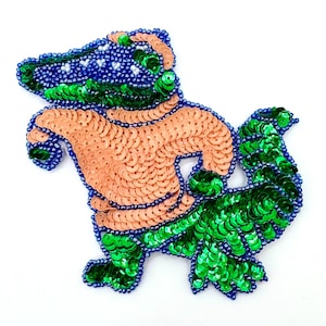 ator with Orange and Green Sequins and Beads with a Felt Backing or No Felt Backing 5" x 4.5"