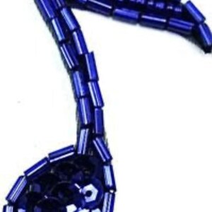 Musical Single Note Appliqué - Sequins - Glass Beads 2.25" x 1.5"