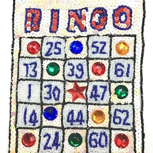 Carte de bingo avec paillettes multicolores et perles cachées 7,5 x 5,75 pouces