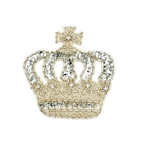 Crown with Silver Sequins, Beads and Rhinestones 3" x 3"