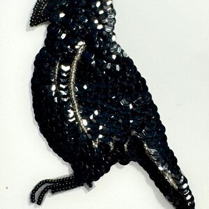Black Bird with Black Sequins and Red Eye 4.75" x 3.25"