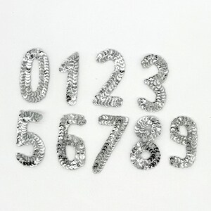 The 2” Number Appliqué - All Silver Sequins
